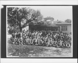 Students gathered outside Oak Grove School, Graton, California, 1929