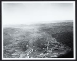 Aerial view looking north of Cloverdale, the Russian River and beyond