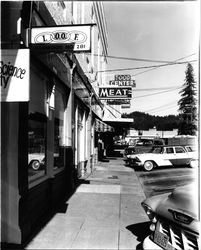 Exterior views of Guerneville Food Center and First Street, Guerneville, Guerneville, California, September 4, 1969