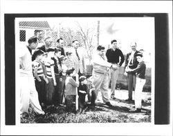 Moch Lucchesi and members of a boys baseball team, Petaluma, California, about 1956