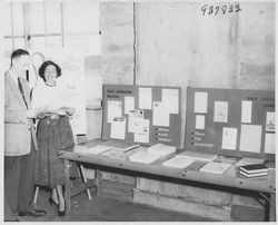 Helen Putnam with a State Association display, Long Beach, California, 1959