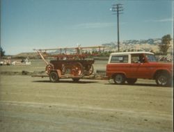 Early Petaluma Fire Department fire engine at the Bicentennial Parade, Petaluma, California, July 4, 1976