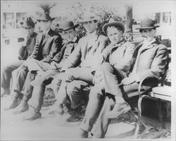 Six Sebastopol men sitting on a bench