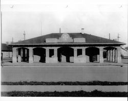 Petaluma and Santa Rosa Railroad Depot at Sebastopol, California, about 1924