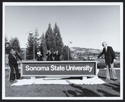 Unveiling of sign "Sonoma State University."
