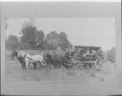 Four horse wagon and crowd, Petaluma, California, 1889