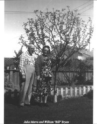 Julia Marra and William "Bill" Bryan in the backyard of their home at 420 Fair Street, Petaluma, California, about 1953