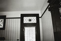 Interior detail of the stained glass door, Sweet House at 607 Cherry Street, Santa Rosa, California