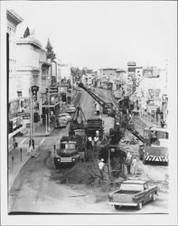 Digging up North Petaluma Boulevard, Petaluma, California, 1954