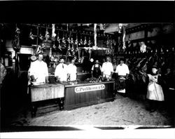 Butchers at work at C. Poehlmann and Company, Petaluma, California, 1903