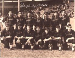 Championship team photograph of the Julius baseball team during their 1934-1935 season