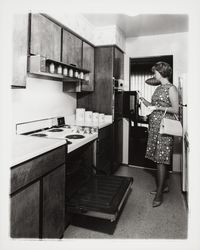 Kitchen of a Young America model home at Oak Lake Green subdivision, Petaluma, California, 1964