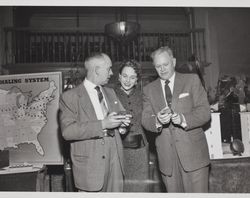 Officials receive tour of new Pacific Telephone and Telegraph Company building at 125 Liberty Street, Petaluma, California, 1951