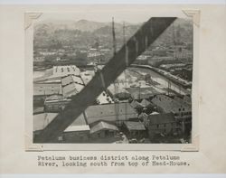 View from atop the Poultry Producers of Central California feed mill looking south toward the turning basin, Petaluma, California, 1938