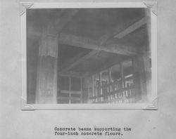 Concrete beams supporting the four-inch floors used in the construction of the Poultry Producers of Central California grain elevator at 323 East Washington Street, Petaluma, California, 1937