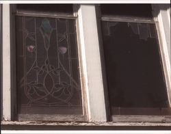 Stained glass windows in the former Petaluma Christian Church, Petaluma, California, about 2005