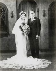 Wedding portrait of Earl and Esther Gambonini, Petaluma, California, 1936