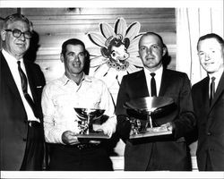 Dairyman Walter Silacci receiving Borden Milk Producer of the Year Award in 1964, Sonoma County, California