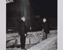 Fair officials view fountain construction at the Hall of Flowers at the Sonoma County Fair, Santa Rosa, California, 1968