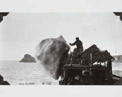 Construction of the jetty at the mouth of the Russian River at Jenner, California, November 12, 1932