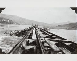 Construction of the jetty at the mouth of the Russian River at Jenner, California, November 12, 1932