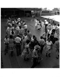 Petaluma International Folk Dancers performing at the Old Adobe Fiesta, Petaluma, California, about 1963