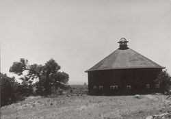 Exterior view of the Round Barn of Fountain Grove, 3501 Round Barn Boulevard, Santa Rosa, California, about 1970