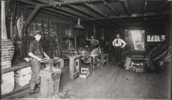 Interior view of William H. Zartman and Company, carriage builders and blacksmiths, Petaluma