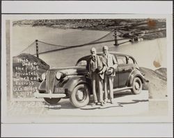 This Dodge--the first privately owned car to cross G.G. Bridge 3/30/37, [signed] J. H. Williams, F. P. Doyle