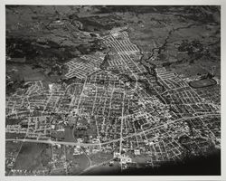 Aerial view of Santa Rosa, California in 1957 from a point above West College looking east