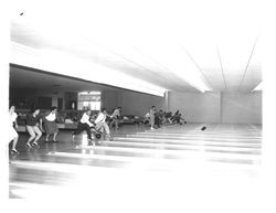 Bowling at an unidentified bowling alley, Petaluma, California, 1960