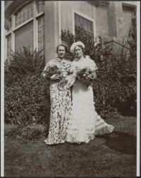Wedding picture of Jane Barber Spolini with Bernice Clippinger, 67 Raymond Avenue, Petaluma, California, September 23, 1934