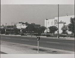 Third Street view of Rosenbergs rear parking lot, 729 Third Street, Santa Rosa, California, December 1968