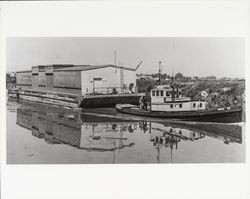 Tugboat Gail hauling a barge down the Petaluma River