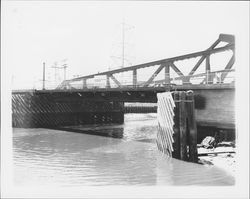 D Street bridge viewed from the river, Petaluma, California, 1975