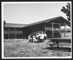 Family at a picnic table at the Old Adobe