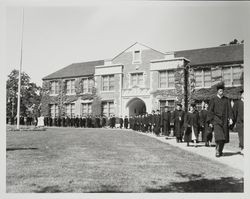 Graduates marching past Analy Hall on the Santa Rosa Junior College campus