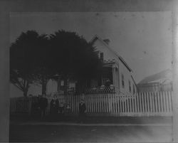 Unidentified Sonoma County family in front of their home