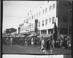 Marching units of women and girls in the Rose Parade