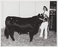 John Amaral and his steer at the Sonoma County Fair, Santa Rosa, California