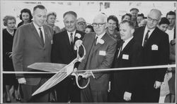 Cutting a ribbon at North Bay Savings and Loan, Petaluma, California, 1963