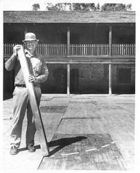 Assembling the outdoor dance floor at the Old Adobe Fiesta, Petaluma, California, about 1963