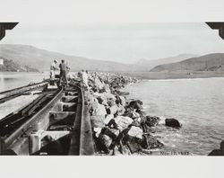 Construction of the jetty at the mouth of the Russian River at Jenner, California, November 12, 1932