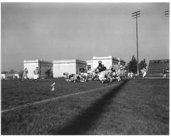 Playing football behind Petaluma High School