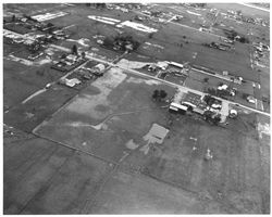 Aerial view of Gobbi Ranch and surrounding area along Ludwig Avenue, Santa Rosa, California, 1958