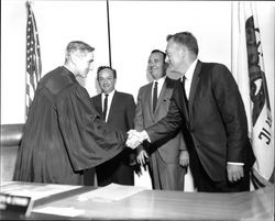 Judge Kenneth M. Eymann swearing in appraisers, Santa Rosa, California, February 11, 1965