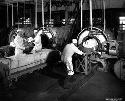 Making butter at the Petaluma Cooperative Creamery, Petaluma, California