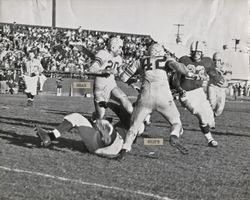 Defensive play during Petaluma Leghorn game against Hamilton Air Force