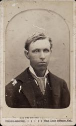 Cabinet card portrait of an unidentified young man, possibly from Petaluma, California, photographed in a San Luis Obispo studio, 1870s or 1880s