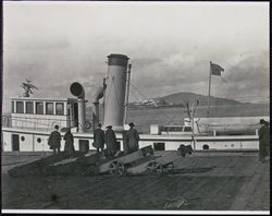 Revenue cutter moored bay side at Fisherman's Wharf, San Francisco, California, 1920